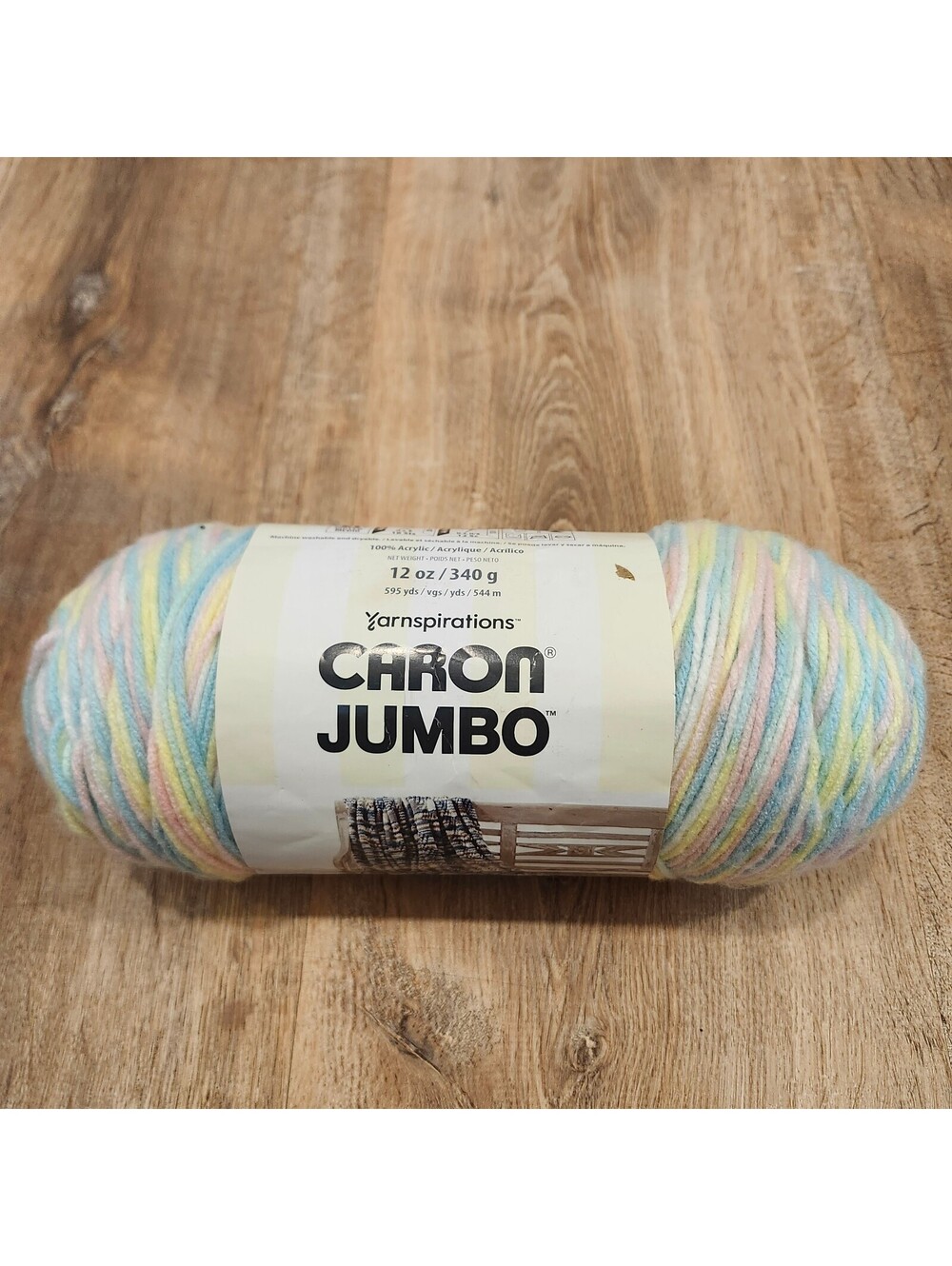 Caron Jumbo Acrylic Yarn 12 oz Baby Rainbow Ombre Pastel Nursery